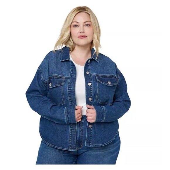 Edited by Remi Bader Women's Denim Top Confident Dark Jean Jacket Large NWT - Picture 4 of 11